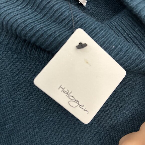 Halogen Teal Cold Shoulder Wool Blend Sweater Size Small - Picture 9 of 14
